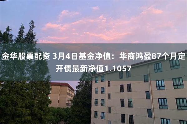金华股票配资 3月4日基金净值：华商鸿盈87个月定开债最新净值1.1057