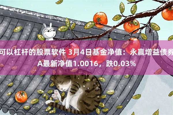 可以杠杆的股票软件 3月4日基金净值：永赢增益债券A最新净值1.0016，跌0.03%