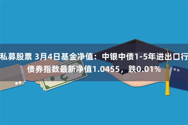 私募股票 3月4日基金净值：中银中债1-5年进出口行债券指数最新净值1.0455，跌0.01%