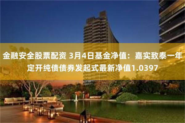 金融安全股票配资 3月4日基金净值：嘉实致泰一年定开纯债债券发起式最新净值1.0397