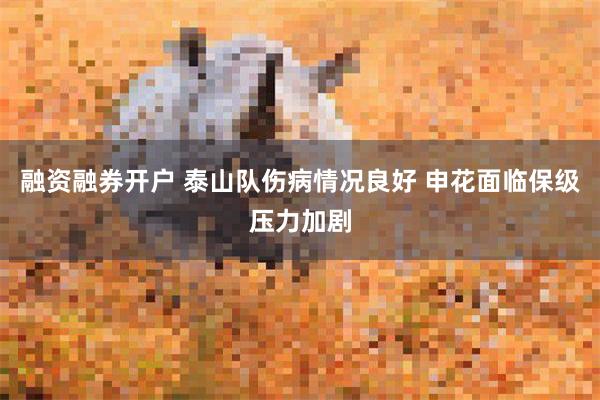 融资融券开户 泰山队伤病情况良好 申花面临保级压力加剧
