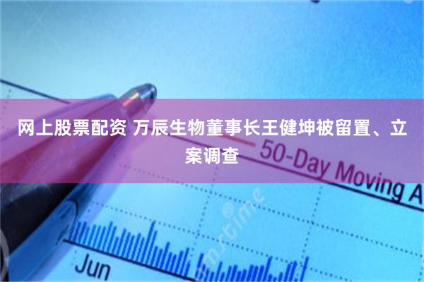 网上股票配资 万辰生物董事长王健坤被留置、立案调查