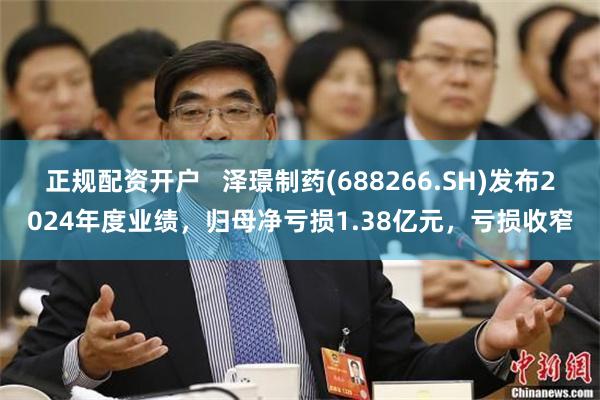 正规配资开户   泽璟制药(688266.SH)发布2024年度业绩，归母净亏损1.38亿元，亏损收窄