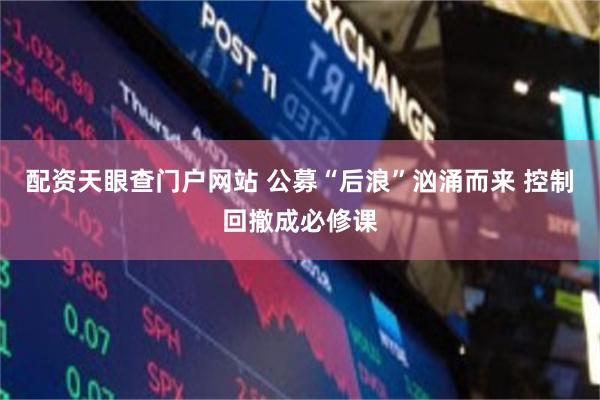 配资天眼查门户网站 公募“后浪”汹涌而来 控制回撤成必修课