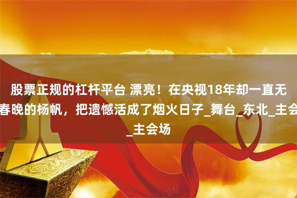 股票正规的杠杆平台 漂亮！在央视18年却一直无缘春晚的杨帆，把遗憾活成了烟火日子_舞台_东北_主会场
