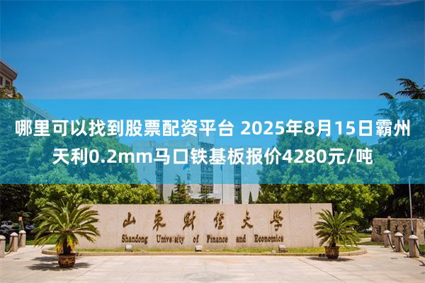 哪里可以找到股票配资平台 2025年8月15日霸州天利0.2mm马口铁基板报价4280元/吨