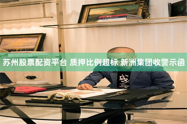 苏州股票配资平台 质押比例超标 新洲集团收警示函