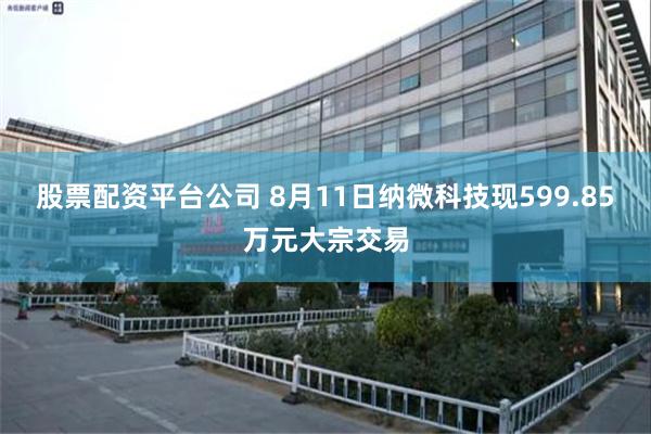 股票配资平台公司 8月11日纳微科技现599.85万元大宗交易