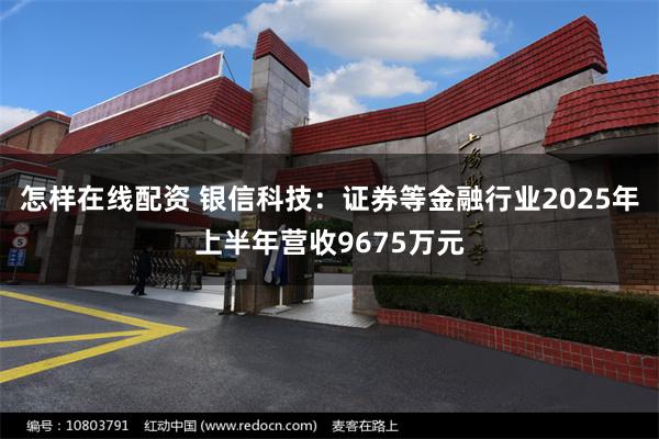 怎样在线配资 银信科技：证券等金融行业2025年上半年营收9675万元
