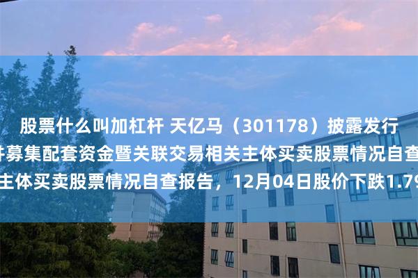 股票什么叫加杠杆 天亿马（301178）披露发行股份及支付现金购买资产并募集配套资金暨关联交易相关主体买卖股票情况自查报告，12月04日股价下跌1.79%