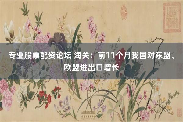 专业股票配资论坛 海关：前11个月我国对东盟、欧盟进出口增长