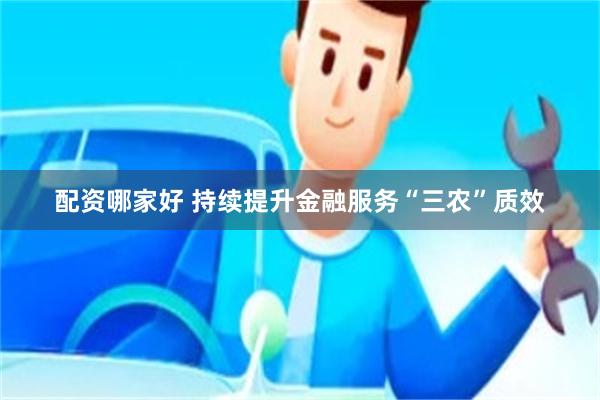 配资哪家好 持续提升金融服务“三农”质效