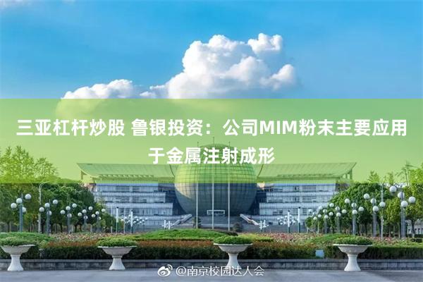 三亚杠杆炒股 鲁银投资:公司MIM粉末主要应用于金属注射成形