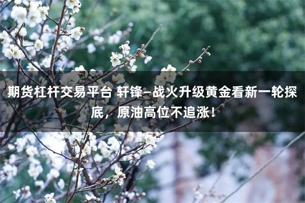 期货杠杆交易平台 轩锋—战火升级黄金看新一轮探底，原油高位不追涨！