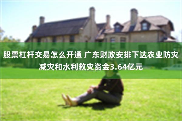 股票杠杆交易怎么开通 广东财政安排下达农业防灾减灾和水利救灾资金3.64亿元