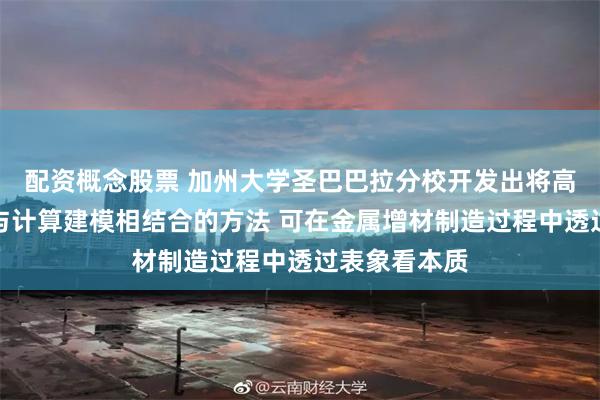 配资概念股票 加州大学圣巴巴拉分校开发出将高速红外成像与计算建模相结合的方法 可在金属增材制造过程中透过表象看本质